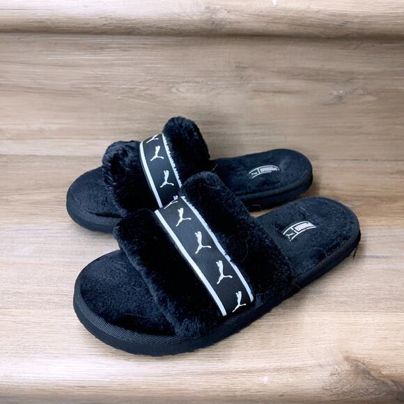 Women's Puma Fluff Remix Slides (Black US7) - Picture 1 of 8